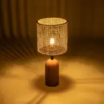 GLOBOSTAR® HARD 204-0065 Boho Επιτραπέζιο Φωτιστικό Πορτατίφ με Ντουί 1 x E14 AC 220-240V IP20 - Καφέ & Μπεζ - Μ15 x Π15 x Υ35cm - Image 3