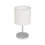 GLOBOSTAR® GLOSSY 204-0077 Μοντέρνο Επιτραπέζιο Φωτιστικό Πορτατίφ με Ντουί 1 x E27 AC 220-240V IP20 - Ασημί & Μπεζ - Μ19 x Π19 x Υ36cm