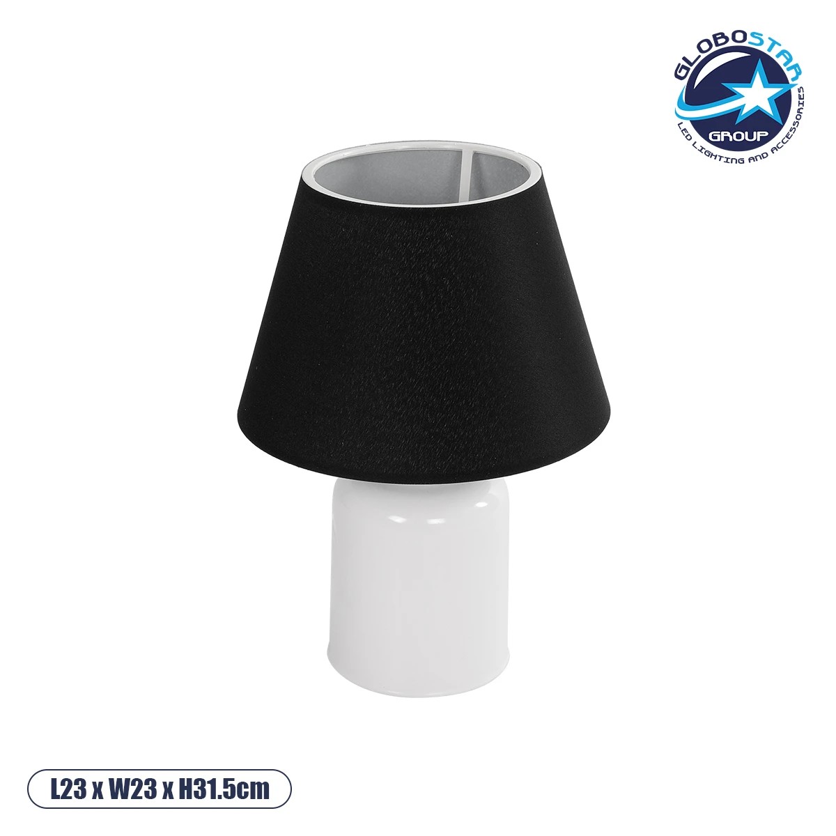 204_0081_1 GLOBOSTAR® CIA 204-0081 Μοντέρνο Επιτραπέζιο Φωτιστικό Πορτατίφ με Ντουί 1 x E27 AC 220-240V IP20 - Λευκό & Μαύρο - Μ23 x Π23 x Υ31,5cm - Image 1