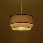 GLOBOSTAR® BIGGIE 204-0097 Μοντέρνο Κρεμαστό Φωτιστικό Οροφής με Ντουί 1 x E27 AC 220-240V IP20 - Λαδί & Μπεζ - Μ30 x Π30 x Υ17cm - Image 3