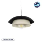 GLOBOSTAR® AURA 204-0117 Μοντέρνο Κρεμαστό Φωτιστικό Οροφής με Ντουί 1 x E27 AC 220-240V IP20 - Μαύρο & Λευκό - Μ37 x Π37 x Υ14,5cm