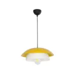 GLOBOSTAR® AURA 204-0118 Μοντέρνο Κρεμαστό Φωτιστικό Οροφής με Ντουί 1 x E27 AC 220-240V IP20 - Κίτρινο & Λευκό - Μ31 x Π31 x Υ27cm - Image 4