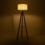 GLOBOSTAR® SHELF 204-0129 Μοντέρνο Επιδαπέδιο Φωτιστικό με Ντουί 1 x E27 AC 220-240V IP20 - Καφέ & Μπεζ - Μ45 x Π45 x Υ135cm - Image 3