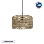 GLOBOSTAR® POMEGRANDE 204-0158 Boho Κρεμαστό Φωτιστικό Οροφής με Ντουί 1 x E27 AC 220-240V IP20 - Μπεζ & Καφέ - Μ30 x Π30 x Υ18cm