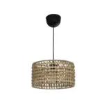 GLOBOSTAR® POMEGRANDE 204-0158 Boho Κρεμαστό Φωτιστικό Οροφής με Ντουί 1 x E27 AC 220-240V IP20 - Μπεζ & Καφέ - Μ30 x Π30 x Υ18cm - Image 4