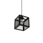GLOBOSTAR® JAULA 204-0181 Μοντέρνο Κρεμαστό Φωτιστικό Οροφής Μονόφωτο 1 x E27 AC 220-240V IP20 Μαύρο - Μ16 x Π16 x Υ16cm - Image 6