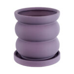 GloboStar® Artificial Garden BOGOTA 20500 Διακοσμητικό Κεραμικό Κασπώ Γλάστρα - Flower Pot Μωβ Φ14 x Υ15cm - Image 2
