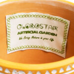 GloboStar® Artificial Garden JAIPUR 20506 Διακοσμητικό Κεραμικό Κασπώ Γλάστρα - Flower Pot Πορτοκαλί με Λευκό Φ16 x Υ16cm - Image 6