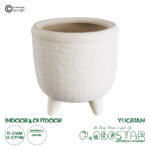 GloboStar® Artificial Garden YUKATAN 20513 Διακοσμητικό Κεραμικό Κασπώ Γλάστρα - Flower Pot Μπεζ Φ16 x Υ17.5cm