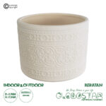 GloboStar® Artificial Garden BERATAN 20514 Διακοσμητικό Κεραμικό Κασπώ Γλάστρα - Flower Pot Λευκό Φ19 x Υ16cm