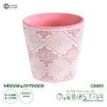 GloboStar® Artificial Garden CAIRO 20516 Διακοσμητικό Κεραμικό Κασπώ Γλάστρα - Flower Pot Λευκό με Ροζ Φ14 x Υ13cm