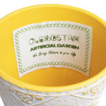 GloboStar® Artificial Garden RABAT 20518 Διακοσμητικό Κεραμικό Κασπώ Γλάστρα - Flower Pot Λευκό με Κίτρινο Φ14 x Υ13cm - Image 6