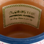 GloboStar® Artificial Garden BOMBAY 20521 Διακοσμητικό Κεραμικό Κασπώ Γλάστρα - Flower Pot Ροζ με Λευκό και Μπλε Φ14.5 x Υ13cm - Image 6