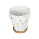 GloboStar® Artificial Garden DENPASAR 20526 Διακοσμητική Κεραμική Γλάστρα Λευκή με Χρυσό Μ20 x Π20 x Υ21 cm - Image 3