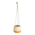 GloboStar® Artificial Garden BUBASTIS 20528 Κρεμαστό Διακοσμητικό Κεραμικό Κασπώ Γλάστρα - Flower Pot Πορτοκαλί με Λευκό Φ13 x Υ10.5cm - Image 2