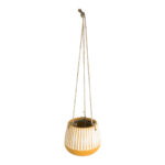 GloboStar® Artificial Garden BUBASTIS 20528 Κρεμαστό Διακοσμητικό Κεραμικό Κασπώ Γλάστρα - Flower Pot Πορτοκαλί με Λευκό Φ13 x Υ10.5cm - Image 3