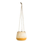 GloboStar® Artificial Garden BUBASTIS 20528 Κρεμαστό Διακοσμητικό Κεραμικό Κασπώ Γλάστρα - Flower Pot Πορτοκαλί με Λευκό Φ13 x Υ10.5cm - Image 4