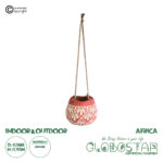 GloboStar® Artificial Garden AFRICA 20530 Κρεμαστό Διακοσμητικό Κεραμικό Κασπώ Γλάστρα - Flower Pot Κόκκινο με Μπεζ Φ14 x Υ11.5cm