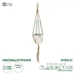 GloboStar® Artificial Garden PUEBLO 20532 Διακοσμητική Κεραμική Γλάστρα Λευκή με Μακραμέ Μ13 x Π13 x Υ12 cm
