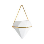 GloboStar® Artificial Garden LOUVRE 20533 Διακοσμητικό Κεραμικό Κασπώ Γλάστρα - Flower Pot Λευκό με Χρυσό Μ15 x Π8 x Υ24cm - Image 2
