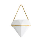 GloboStar® Artificial Garden LOUVRE 20533 Διακοσμητικό Κεραμικό Κασπώ Γλάστρα - Flower Pot Λευκό με Χρυσό Μ15 x Π8 x Υ24cm - Image 6