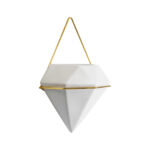 GloboStar® Artificial Garden LOUVRE 20534 Διακοσμητικό Κεραμικό Κασπώ Γλάστρα - Flower Pot Λευκό με Χρυσό Μ20 x Π10.5 x Υ30cm - Image 2