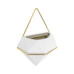 GloboStar® Artificial Garden LOUVRE 20534 Διακοσμητικό Κεραμικό Κασπώ Γλάστρα - Flower Pot Λευκό με Χρυσό Μ20 x Π10.5 x Υ30cm - Image 3