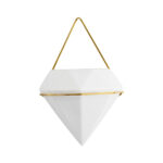 GloboStar® Artificial Garden LOUVRE 20534 Διακοσμητικό Κεραμικό Κασπώ Γλάστρα - Flower Pot Λευκό με Χρυσό Μ20 x Π10.5 x Υ30cm - Image 4