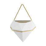 GloboStar® Artificial Garden LOUVRE 20534 Διακοσμητικό Κεραμικό Κασπώ Γλάστρα - Flower Pot Λευκό με Χρυσό Μ20 x Π10.5 x Υ30cm - Image 5