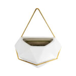 GloboStar® Artificial Garden LOUVRE 20534 Διακοσμητικό Κεραμικό Κασπώ Γλάστρα - Flower Pot Λευκό με Χρυσό Μ20 x Π10.5 x Υ30cm - Image 6