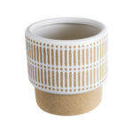 GloboStar® Artificial Garden AMARETTO 20543 Διακοσμητικό Κεραμικό Κασπώ Γλάστρα - Flower Pot Μπεζ με Λευκό Φ11 x Υ11cm - Image 2