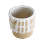 GloboStar® Artificial Garden AMARETTO 20543 Διακοσμητικό Κεραμικό Κασπώ Γλάστρα - Flower Pot Μπεζ με Λευκό Φ11 x Υ11cm - Image 3