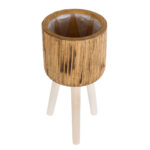 GloboStar® Artificial Garden JAMAICA 20553 Διακοσμητικό Ξύλινο Κασπώ Γλάστρα - Flower Pot Καφέ Φ18 x Υ38cm - Image 3