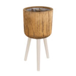 GloboStar® Artificial Garden JAMAICA 20554 Διακοσμητικό Ξύλινο Κασπώ Γλάστρα - Flower Pot Καφέ Φ22 x Υ46cm - Image 2