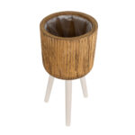 GloboStar® Artificial Garden JAMAICA 20554 Διακοσμητικό Ξύλινο Κασπώ Γλάστρα - Flower Pot Καφέ Φ22 x Υ46cm - Image 3