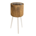GloboStar® Artificial Garden JAMAICA 20555 Διακοσμητικό Ξύλινο Κασπώ Γλάστρα - Flower Pot Καφέ Φ27 x Υ61cm - Image 2