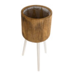 GloboStar® Artificial Garden JAMAICA 20555 Διακοσμητικό Ξύλινο Κασπώ Γλάστρα - Flower Pot Καφέ Φ27 x Υ61cm - Image 3