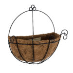 GloboStar® Artificial Garden KOUFONISIA 20562 Κρεμαστό Διακοσμητικό Κασπώ Γλάστρα - Flower Pot από Φλοιό Καρύδας Καφέ με Μαύρη Μεταλλική Βάση Φ30 x Υ33cm - Image 2