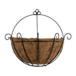 GloboStar® Artificial Garden KOUFONISIA 20562 Κρεμαστό Διακοσμητικό Κασπώ Γλάστρα - Flower Pot από Φλοιό Καρύδας Καφέ με Μαύρη Μεταλλική Βάση Φ30 x Υ33cm - Image 4