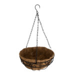 GloboStar® Artificial Garden KARYSTOS 20563 Κρεμαστό Διακοσμητικό Κασπώ Γλάστρα - Flower Pot από Φλοιό Καρύδας Καφέ με Μαύρη Μεταλλική Βάση Φ30 x Υ15cm - Image 3