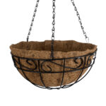 GloboStar® Artificial Garden KARYSTOS 20563 Κρεμαστό Διακοσμητικό Κασπώ Γλάστρα - Flower Pot από Φλοιό Καρύδας Καφέ με Μαύρη Μεταλλική Βάση Φ30 x Υ15cm - Image 5