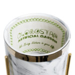 GloboStar® Artificial Garden ALASKA 20565 Διακοσμητικό Κεραμικό Κασπώ Γλάστρα - Flower Pot Λευκό με Χρυσή Μεταλλική Βάση και Μαύρες Λεπτομέρειες Φ8 x Υ15cm - Image 6