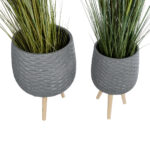 GloboStar® Artificial Garden LOUISIANA 20567 ΣΕΤ 2 Διακοσμητικά Πολυεστερικά Τσιμεντένιά Κασπώ Γλάστρες - Flower Pots Γκρι A:Φ36 x Υ54cm B:Φ32 x Υ49cm - Image 4