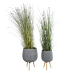 GloboStar® Artificial Garden LOUISIANA 20567 ΣΕΤ 2 Διακοσμητικά Πολυεστερικά Τσιμεντένιά Κασπώ Γλάστρες - Flower Pots Γκρι A:Φ36 x Υ54cm B:Φ32 x Υ49cm - Image 6