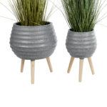 GloboStar® Artificial Garden MARYLAND 20568 ΣΕΤ 2 Διακοσμητικά Πολυεστερικά Τσιμεντένιά Κασπώ Γλάστρες - Flower Pots Γκρι A:Φ39 x Υ45cm B:Φ29 x Υ40cm - Image 3