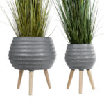 GloboStar® Artificial Garden MARYLAND 20568 ΣΕΤ 2 Διακοσμητικά Πολυεστερικά Τσιμεντένιά Κασπώ Γλάστρες - Flower Pots Γκρι A:Φ39 x Υ45cm B:Φ29 x Υ40cm - Image 5