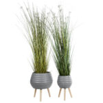 GloboStar® Artificial Garden MARYLAND 20568 ΣΕΤ 2 Διακοσμητικά Πολυεστερικά Τσιμεντένιά Κασπώ Γλάστρες - Flower Pots Γκρι A:Φ39 x Υ45cm B:Φ29 x Υ40cm - Image 6
