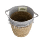 GloboStar® Artificial Garden SYROS 20571 Διακοσμητικό Πλεκτό Κασπώ Γλάστρα - Flower Pot Μπεζ με Γκρι Φ26 x Υ28cm - Image 3