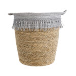 GloboStar® Artificial Garden SYROS 20571 Διακοσμητικό Πλεκτό Κασπώ Γλάστρα - Flower Pot Μπεζ με Γκρι Φ26 x Υ28cm - Image 4