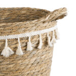 GloboStar® Artificial Garden SANTORINI 20573 Διακοσμητικό Πλεκτό Κασπώ Γλάστρα - Flower Pot Μπεζ με Λευκό Φ26 x Υ28cm - Image 5